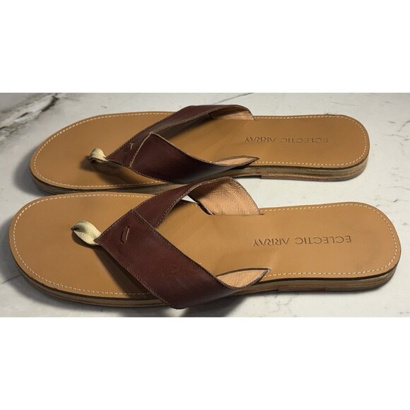 Eclectic Array Men's Leather Rivet Sandal Brown SZ 14 - Picture 2 of 3